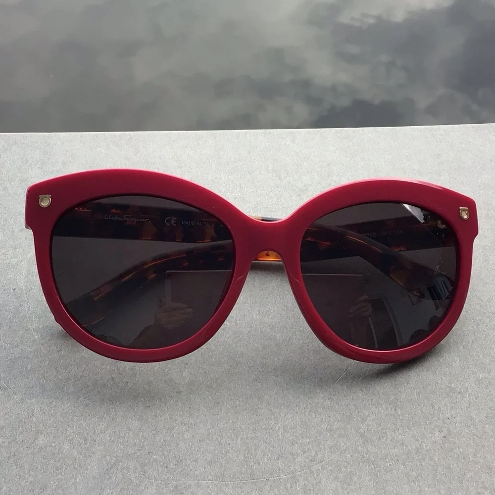 Salvatore Ferragamo Women's Maroon Cateye Sunglasses SF675S 512 with Case